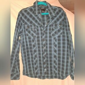 7 Diamonds Black & Blue Plaid Shirt